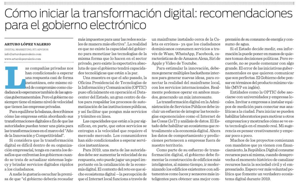 Transformación digital: recomendaciones para el gobierno electrónico